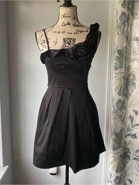 y2k teeze me formal short dress with Asymmetrical straps- black - sz 3